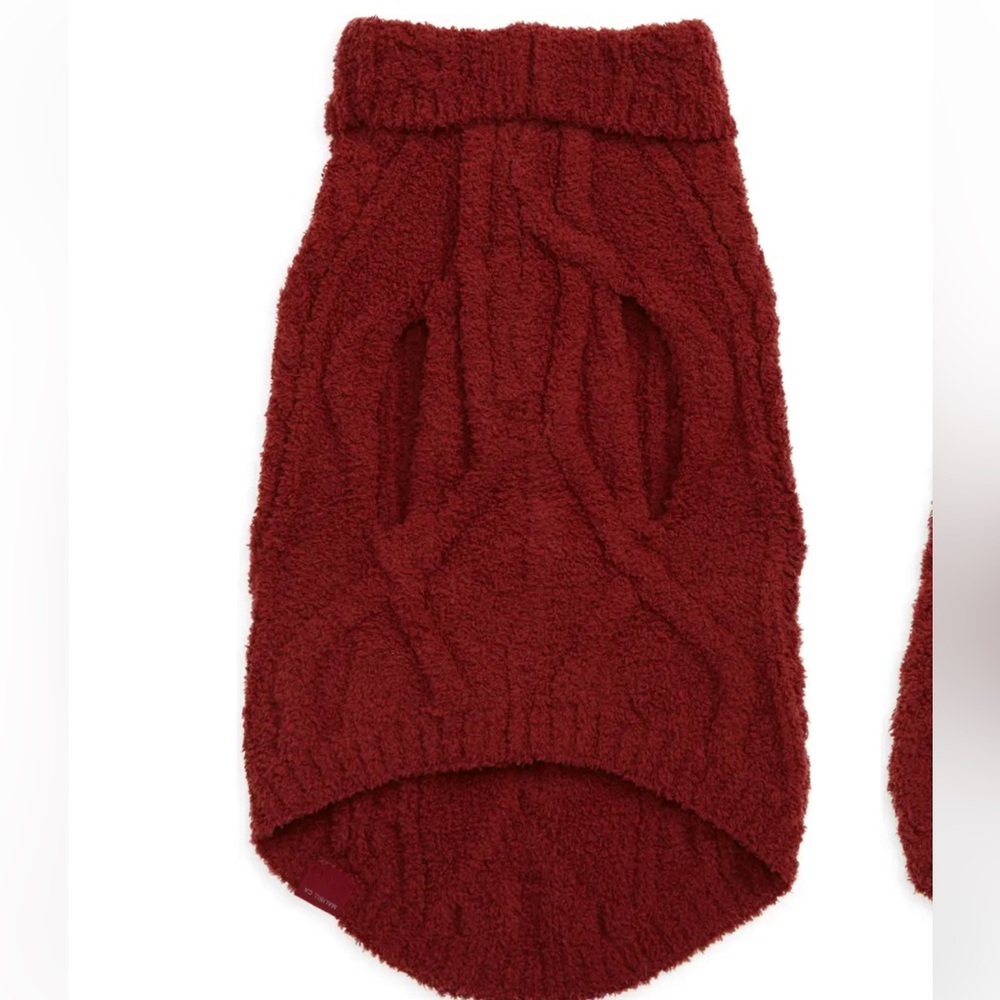 Barefoot Dreams Cozy Cable Knit Dog Sweater in Burgundy